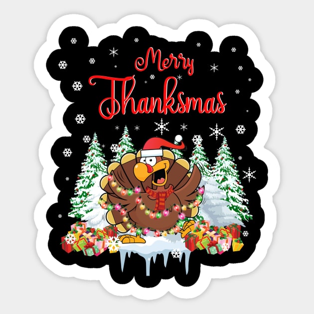 Funny Merry Thanksmas TShirt Thanksgiving Christmas Sticker by schaefersialice